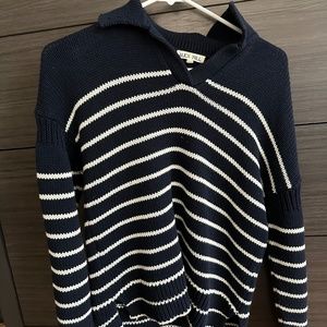 Alex Mill S Collared Navy Stripe Sweater